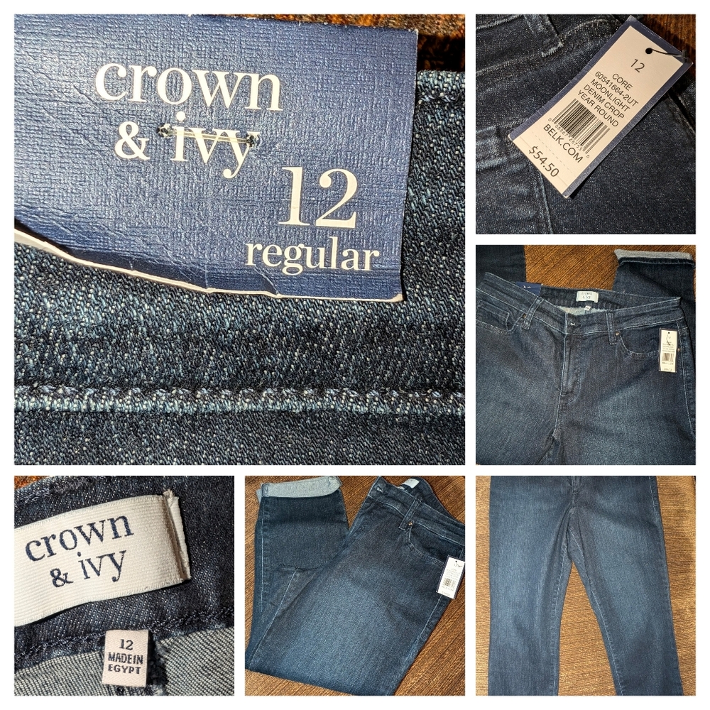 sz 12 rolled cuff skinny crop jeans crown and Ivy